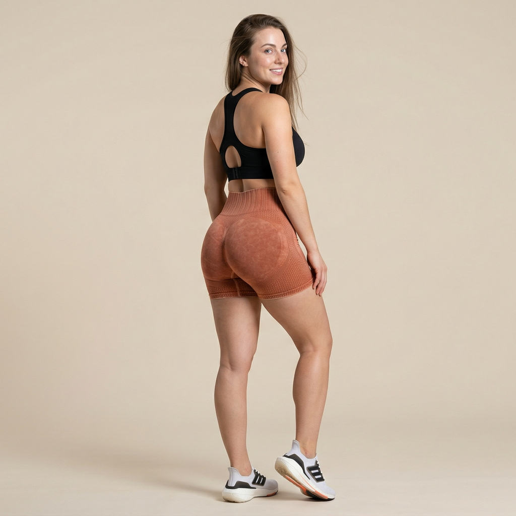 High-waisted Hip-lifting Fitness Pants Solid Color Quick-drying Tight Running Sports Yoga Shorts Women