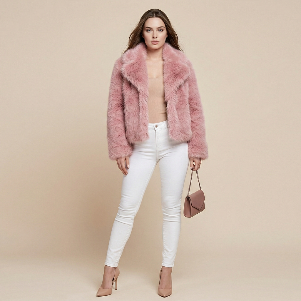 Winter Plush Coat Fashion Warm Thicken Fluffy Lapel Jacket Outwear Casual Long Sleeve Tops Womens Clothing