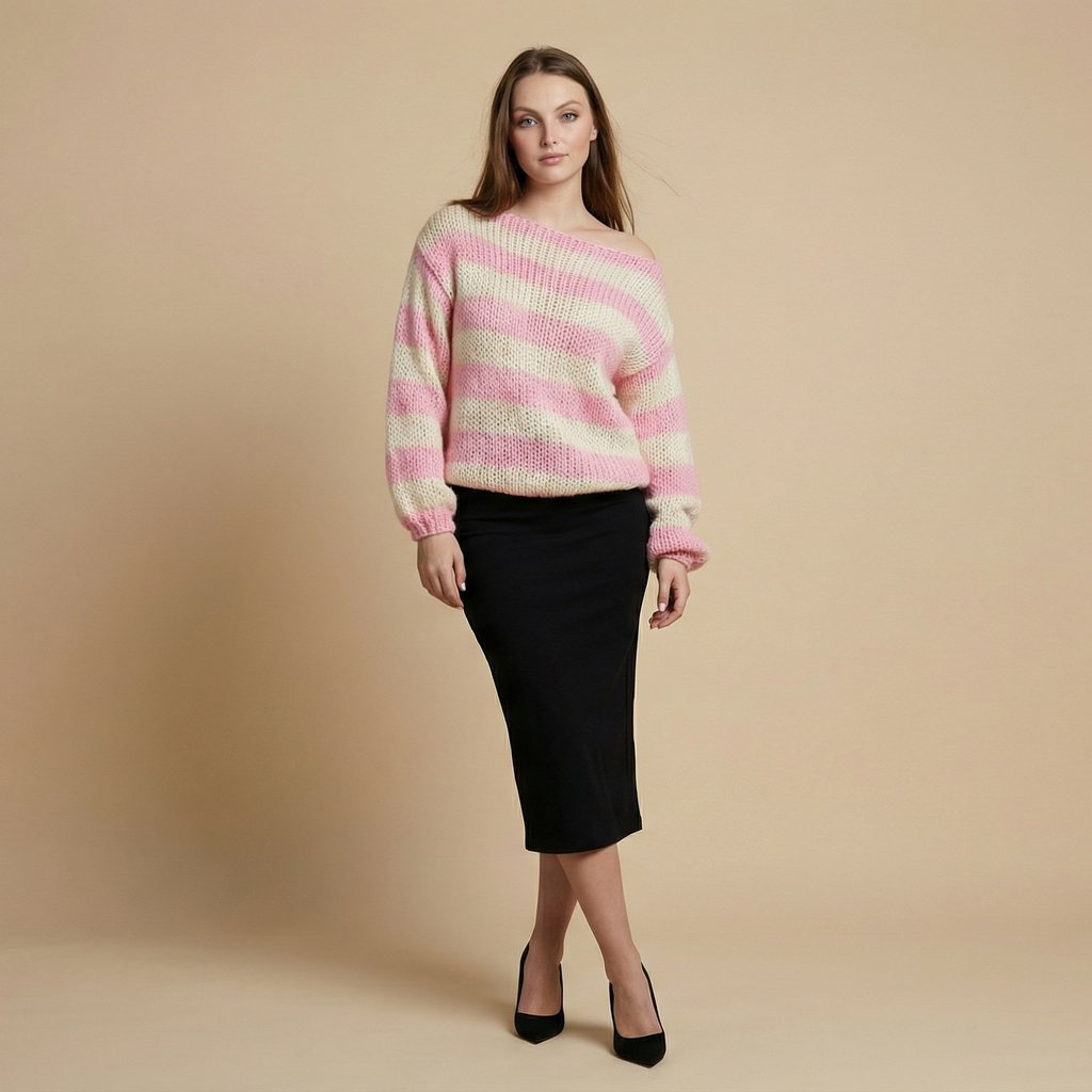 Loose Striped Pullover Sweater Fashion Versatile Long-sleeved Knitted Tops For Women Clothing