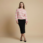 Loose Striped Pullover Sweater Fashion Versatile Long-sleeved Knitted Tops For Women Clothing