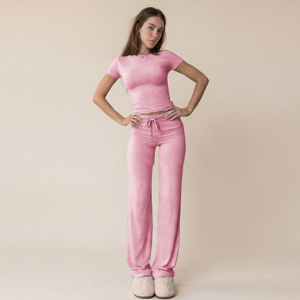 Casual Suit Short Sleeve Top And Trousers Homewear