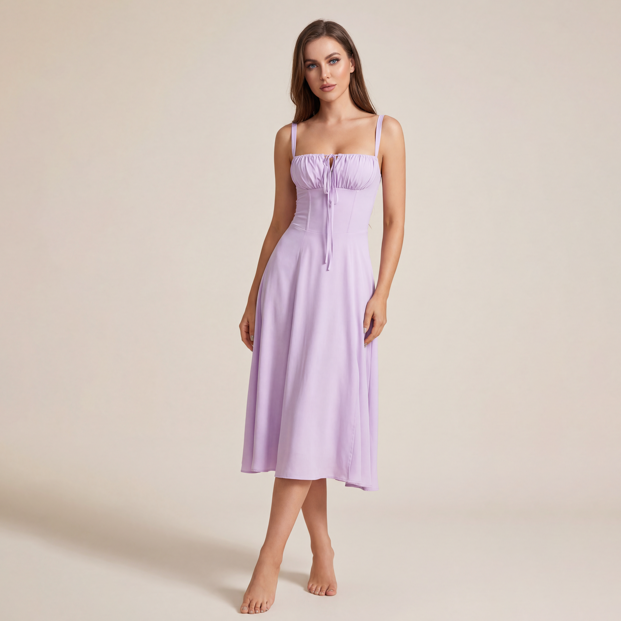 Mid-length Corset Elegant Slit Lace-up Women's Outing Leisure Dress