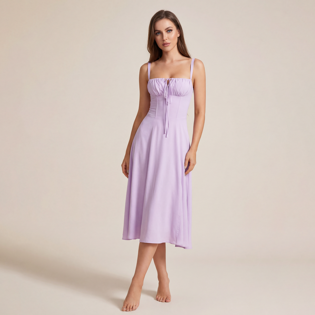 Mid-length Corset Elegant Slit Lace-up Women's Outing Leisure Dress