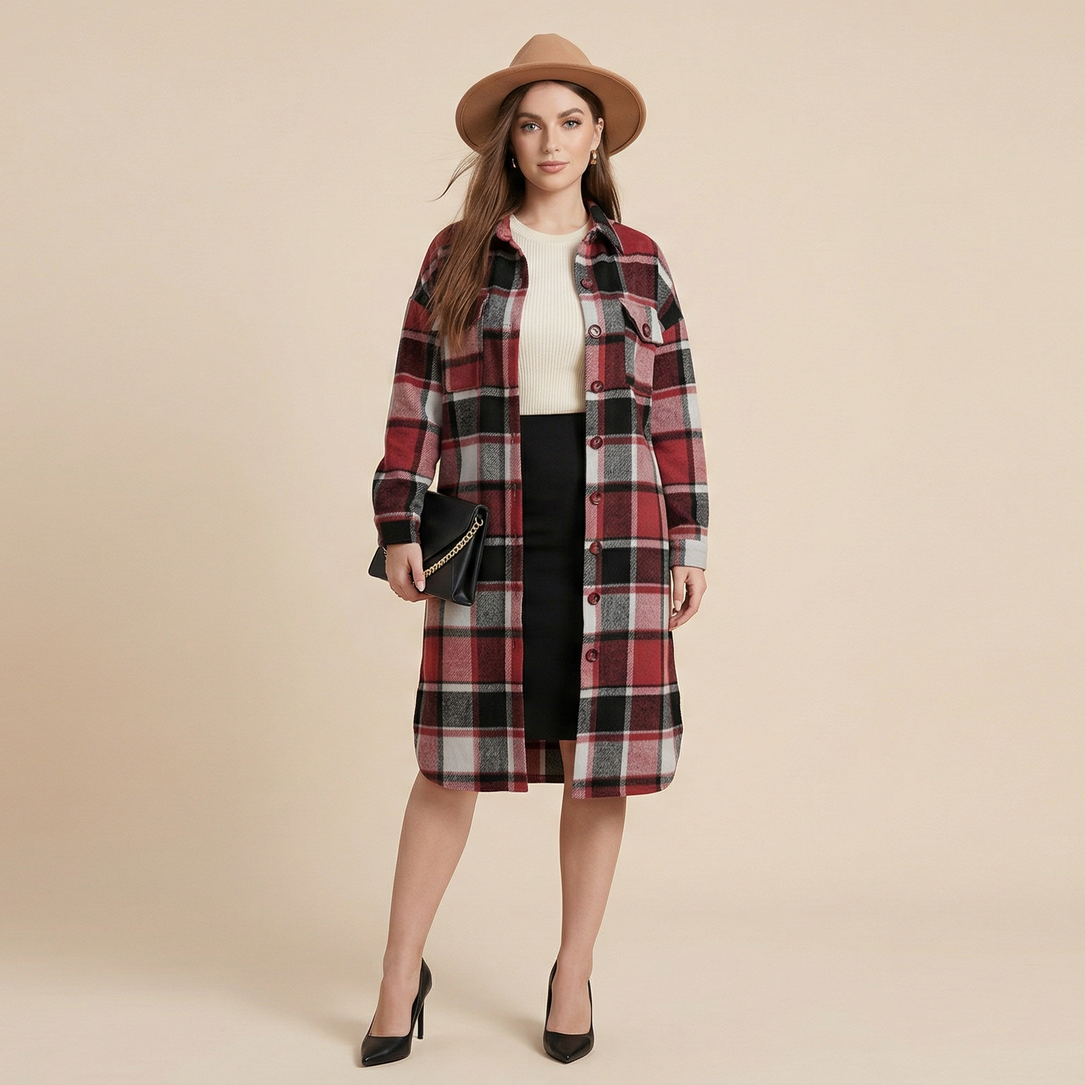 Coat Side Slit Lapel Loose Wool