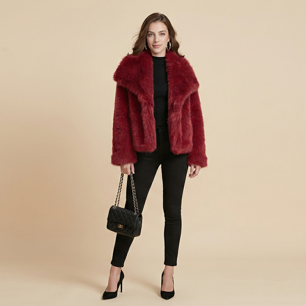 Winter Plush Coat Fashion Warm Thicken Fluffy Lapel Jacket Outwear Casual Long Sleeve Tops Womens Clothing