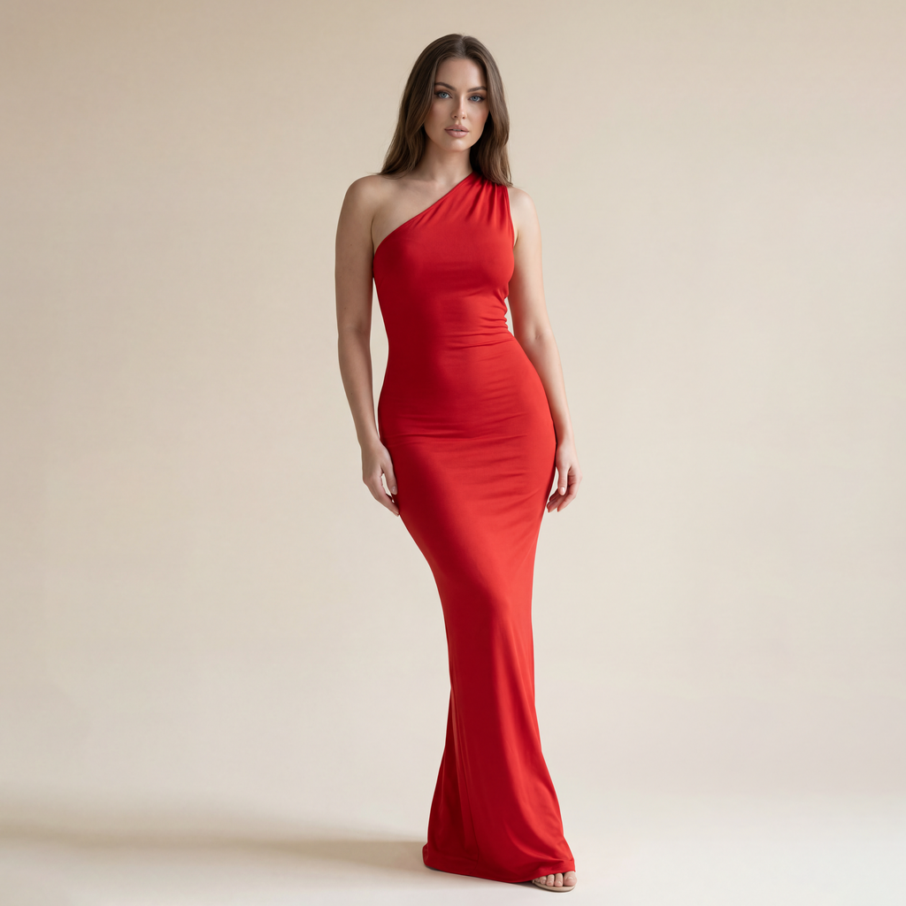 Women's Plain Ruched O-ring Backless Halter Neck Party Dress