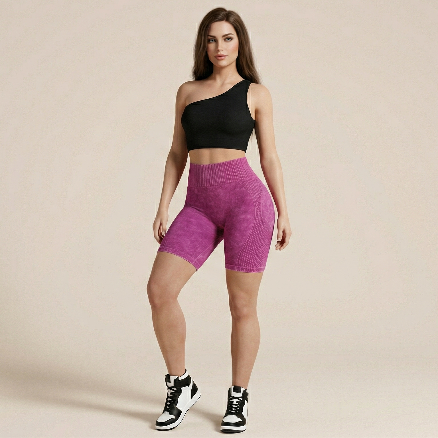 High-waisted Hip-lifting Fitness Pants Solid Color Quick-drying Tight Running Sports Yoga Shorts Women