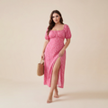 Square Collar Floral Dress Women