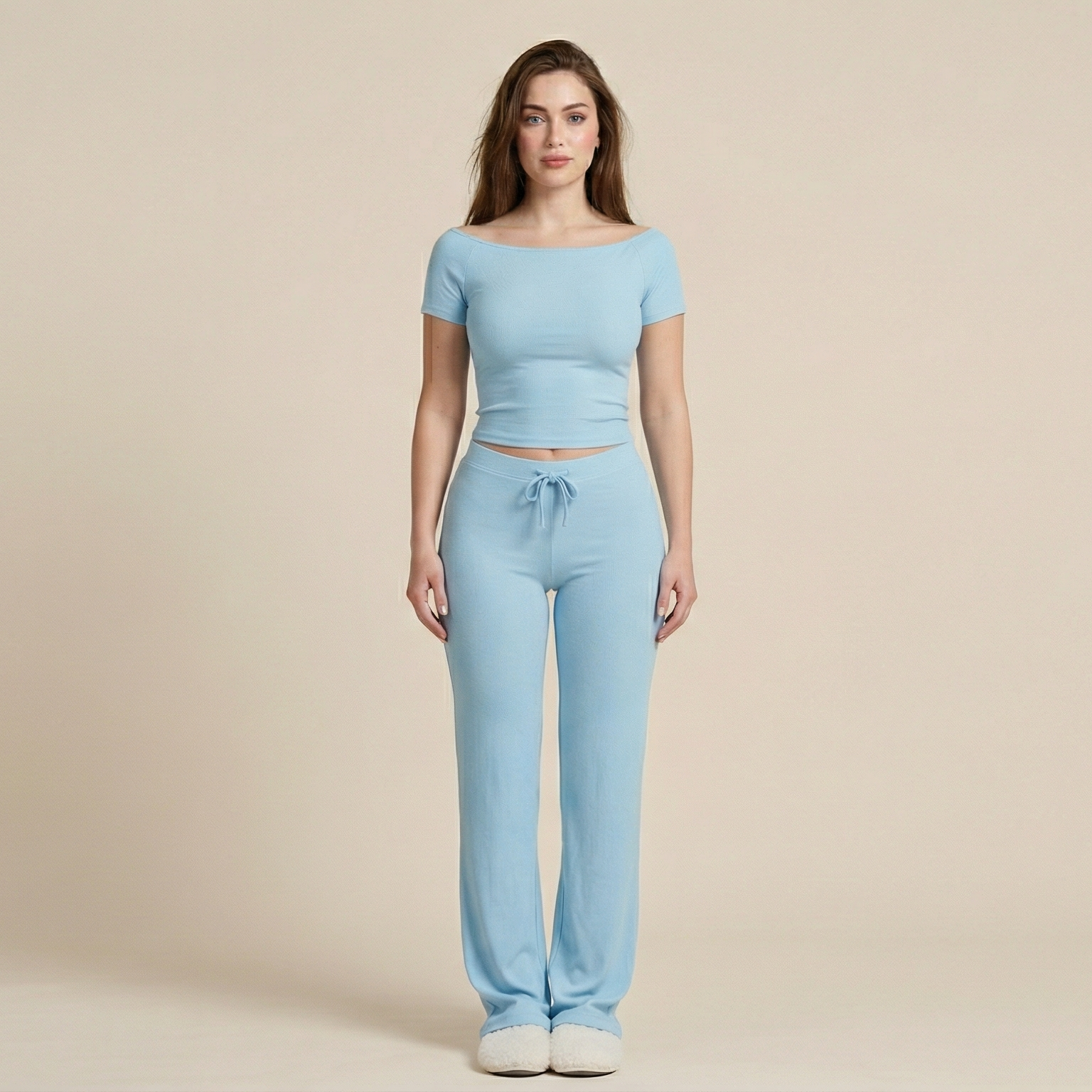 Casual Suit Short Sleeve Top And Trousers Homewear