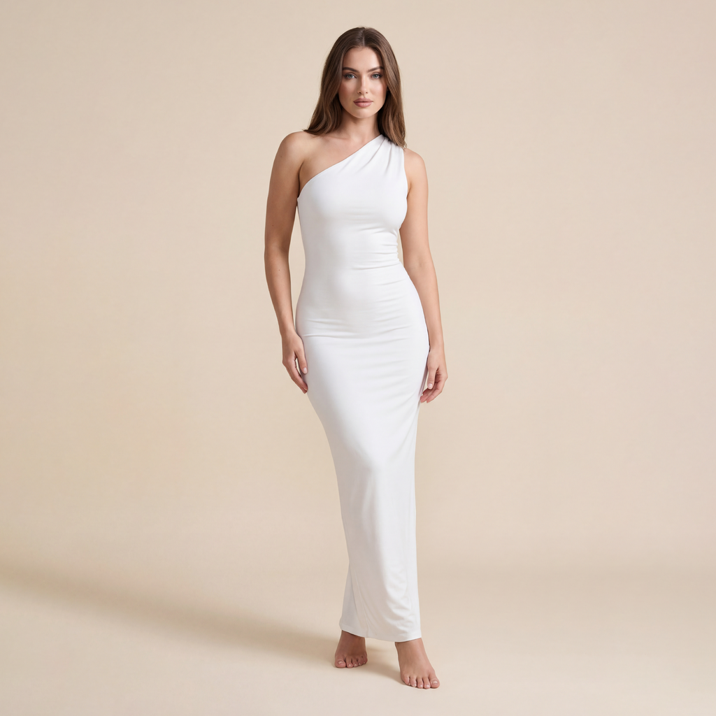 Women's Plain Ruched O-ring Backless Halter Neck Party Dress