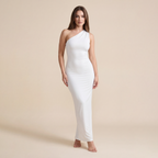 Women's Plain Ruched O-ring Backless Halter Neck Party Dress
