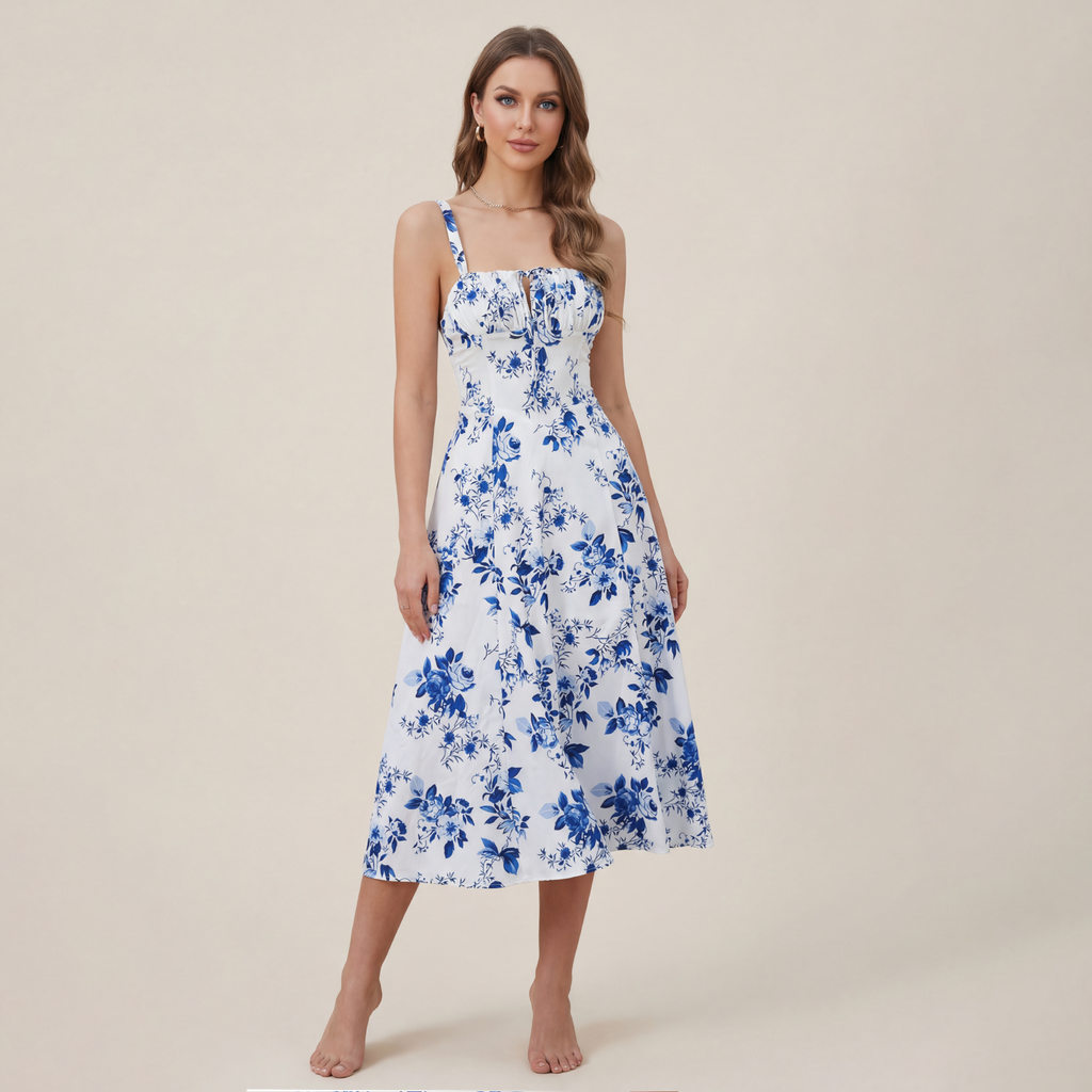 Mid-length Corset Elegant Slit Lace-up Women's Outing Leisure Dress