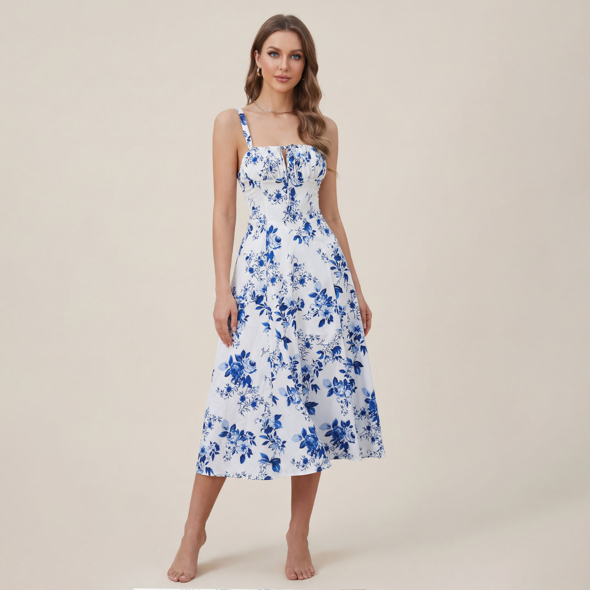 Mid-length Corset Elegant Slit Lace-up Women's Outing Leisure Dress