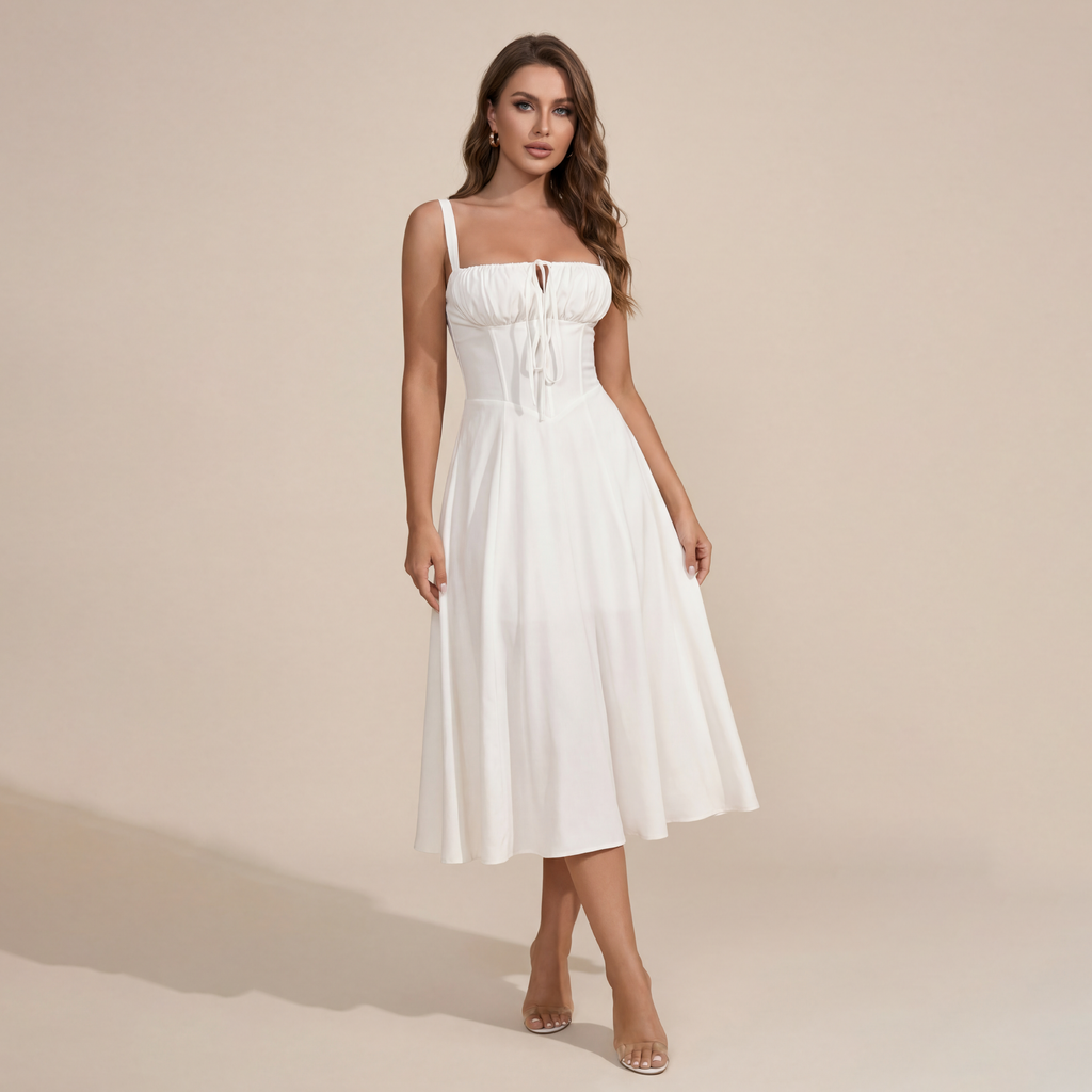 Mid-length Corset Elegant Slit Lace-up Women's Outing Leisure Dress