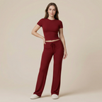 Casual Suit Short Sleeve Top And Trousers Homewear