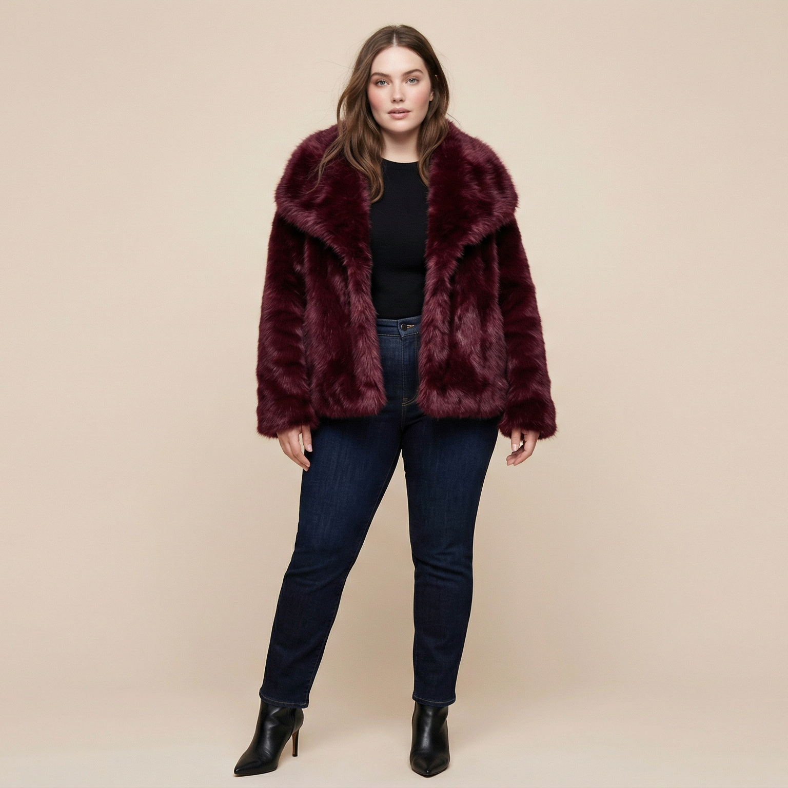 Winter Plush Coat Fashion Warm Thicken Fluffy Lapel Jacket Outwear Casual Long Sleeve Tops Womens Clothing