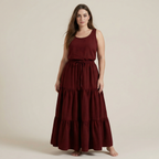European And American Solid Color Stitching Ruffle Elastic Pocket Skirt