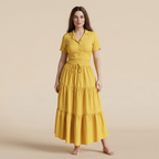 European And American Solid Color Stitching Ruffle Elastic Pocket Skirt