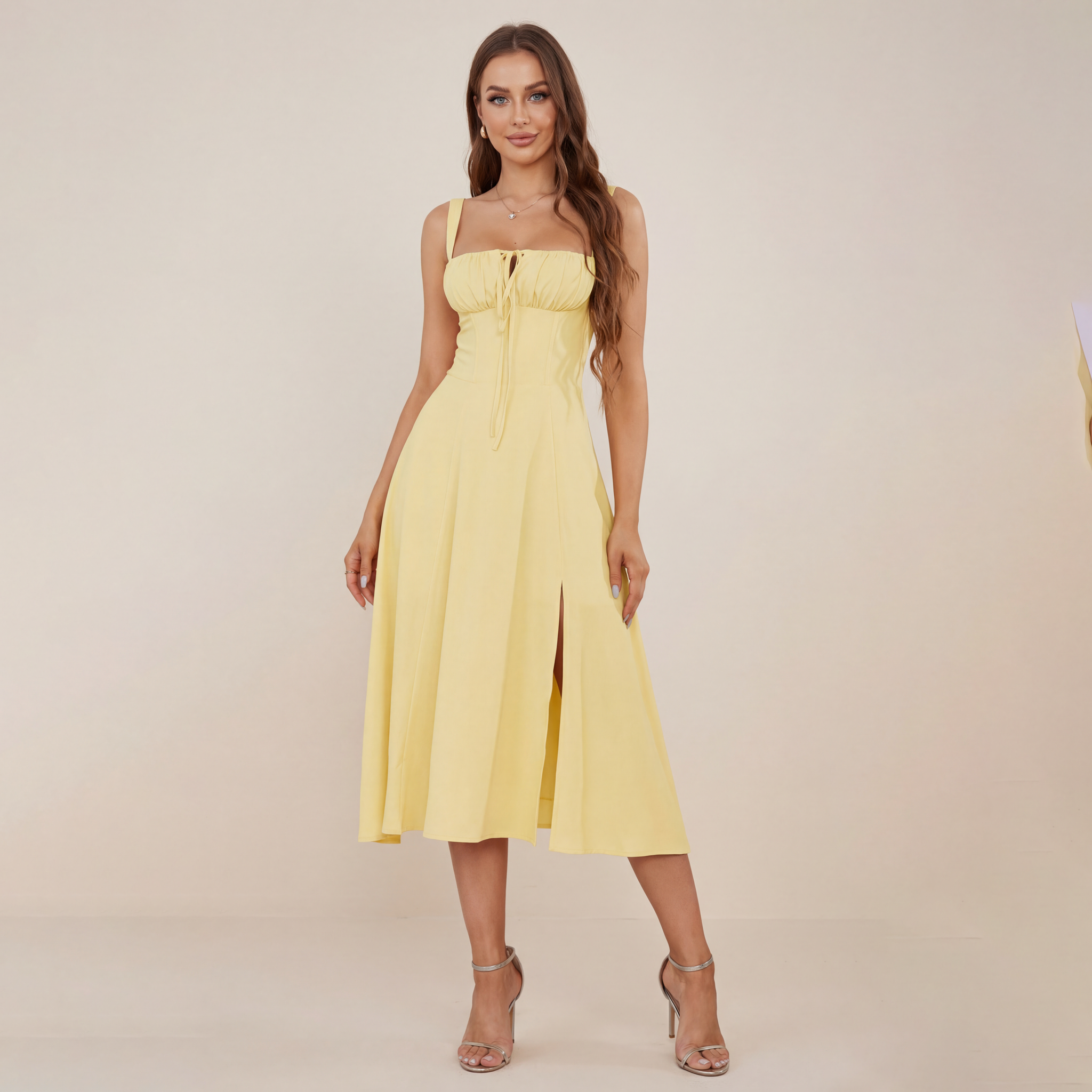 Mid-length Corset Elegant Slit Lace-up Women's Outing Leisure Dress