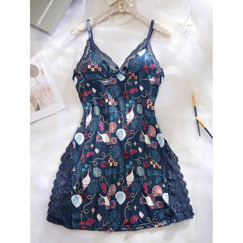 Spaghetti Strap Soft Lace Trim Premium Nightgown