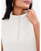 Women’s Summer 2 Piece Skirt Set – Sleeveless Half Zip Tennis Outfit